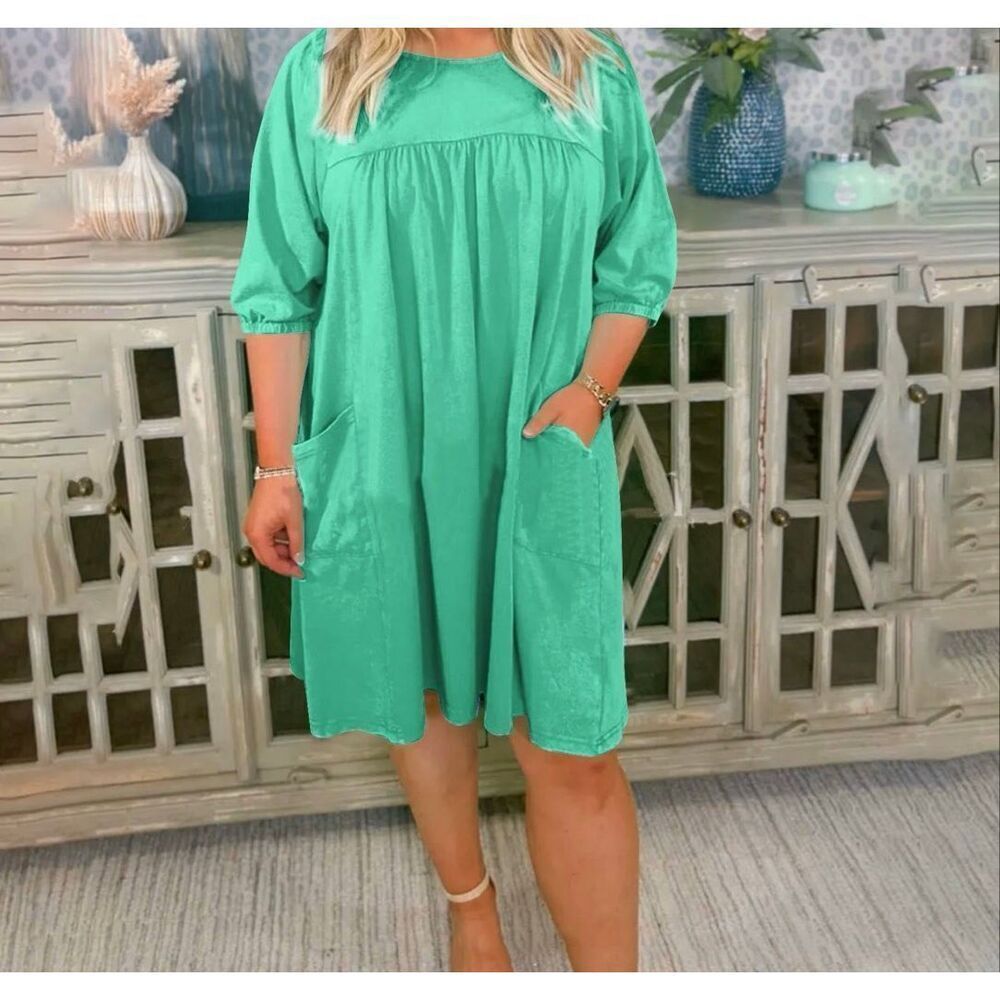 ODDY Women’s Green Oversized Swing Dress Sz Small NEW